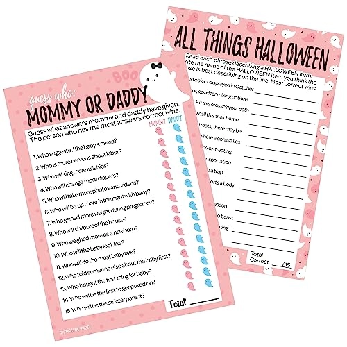 Guess Who Mommy or Daddy - 20 Cards + All Things Halloween Matching Game Adult