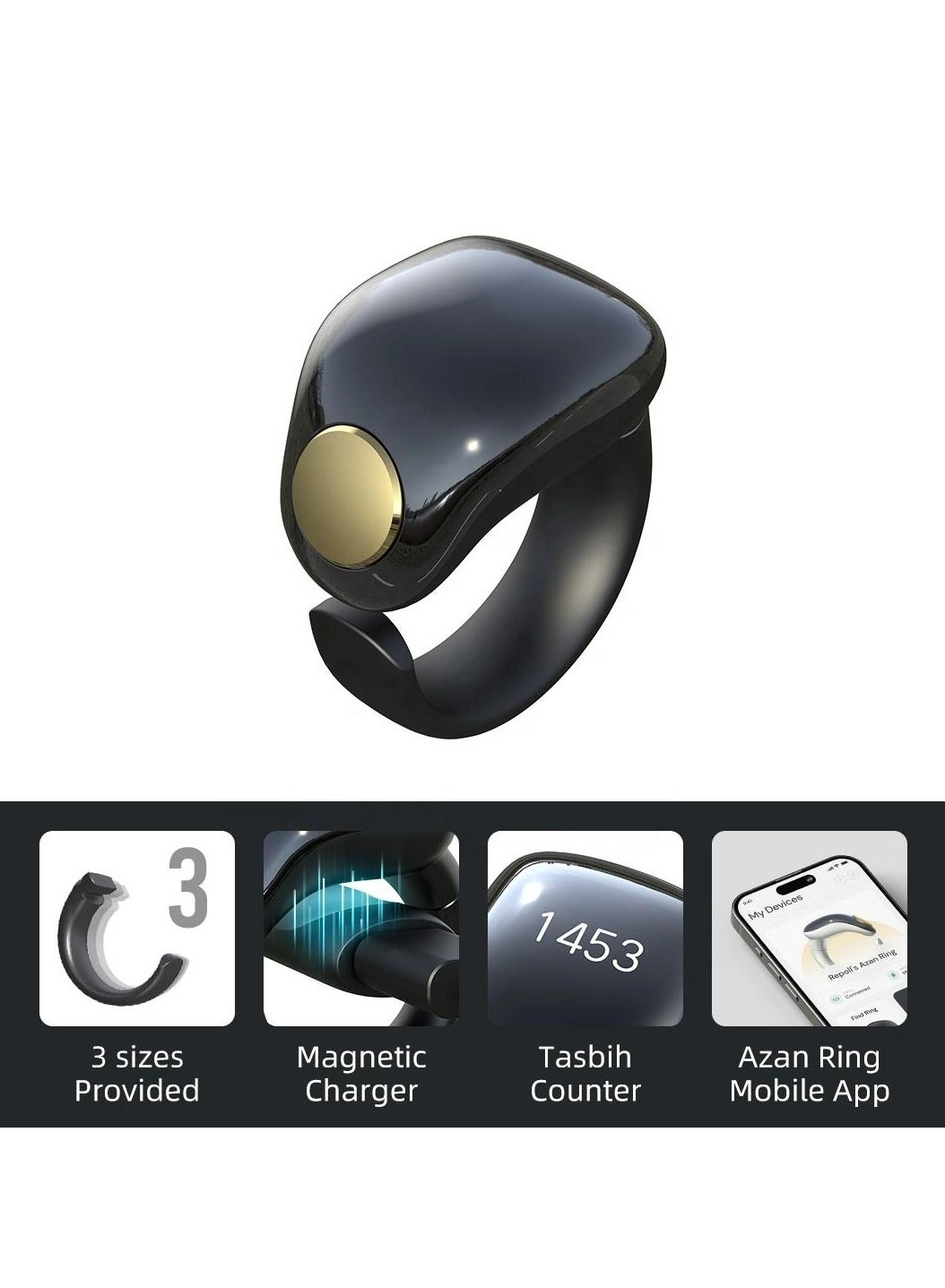 Smart Ring - Adjustable, Waterproof, APP Support