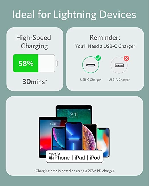 PowerLine III Cable USB-C to Lightning 0.9m