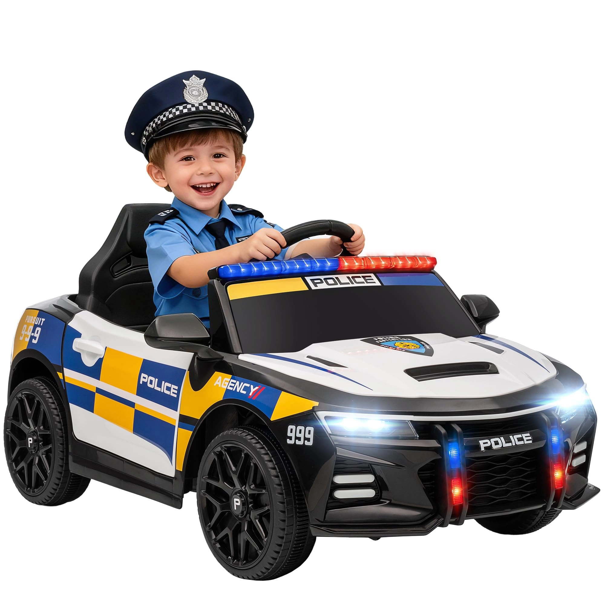 AIYAPLAY Kids Electric Car - 12V Remote Control Police