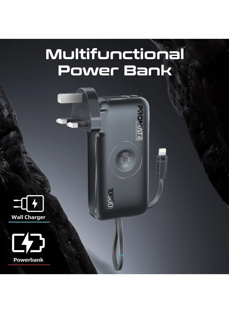 Ultra-Compact Wall Charging Power Bank - 10000mAh 22.5W Fast charging
