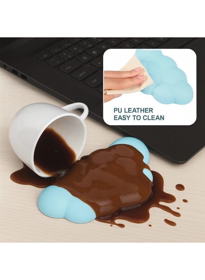 Keyboard Wrist Rest - Memory Foam + Mouse Wrist Rest - Non-slip PU leather base