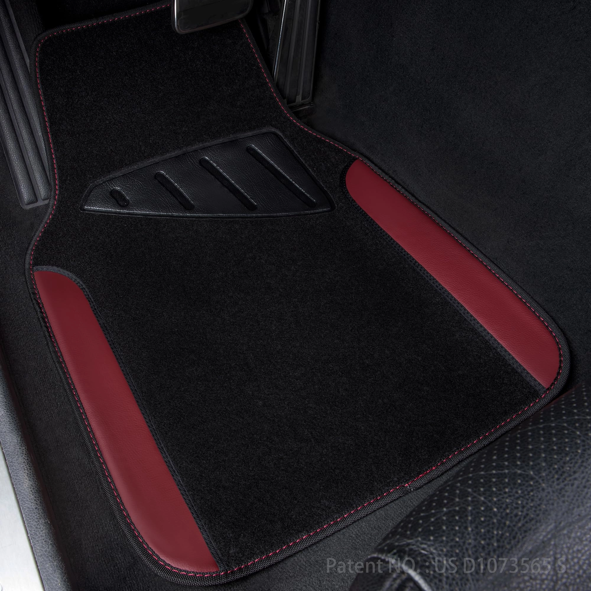 Universal Fit Car Floor Mats - Set of 4pcs Black and Burgundy