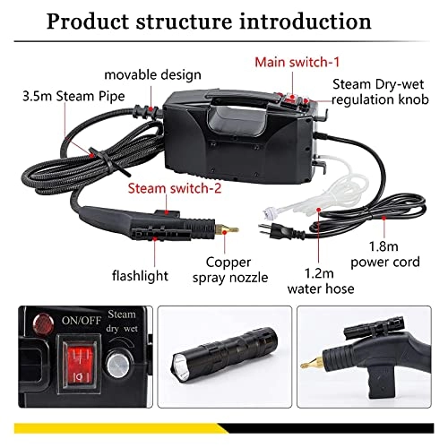 Portable Handheld Steam Vacuum Cleaner - 3000W High Temperature High Pressure Steam