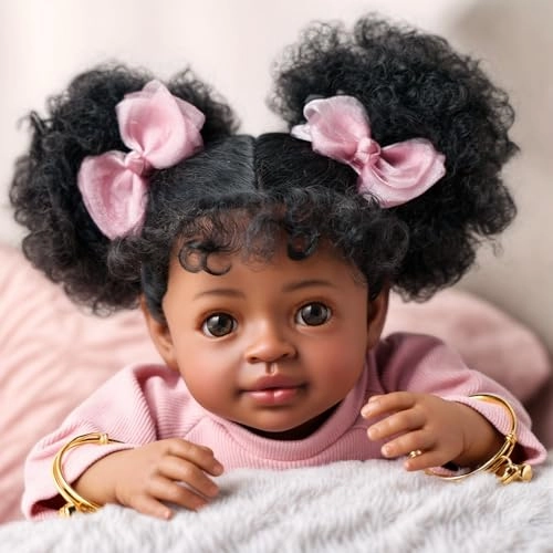 Reborn Baby Doll - 20 Inch Soft Cloth Body Black Girl Ages 3+