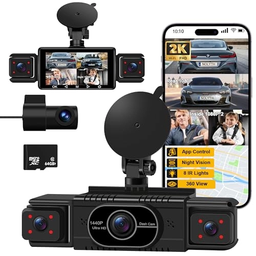 Dash Cam Front and Rear 4-Channel - 1440p