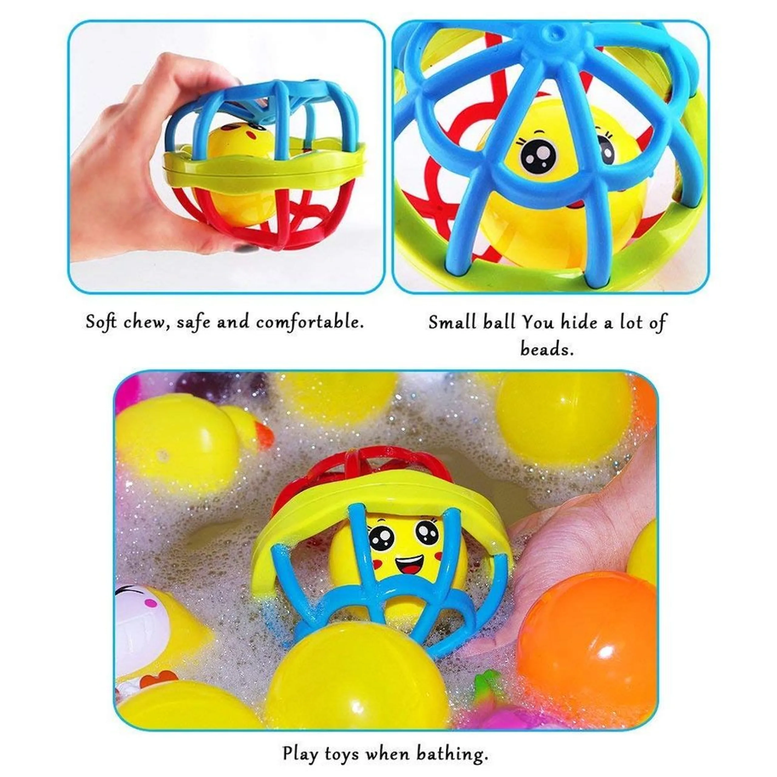 Soft Chewable Rattle Ball Toy - Suitable for 3 Months & Above. soft rubber