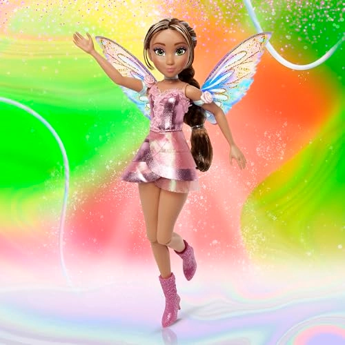 Flora Fairy Doll - Full-size Plastic Long Brown Braided Hair Shimmery Pink Dress Ages 4+