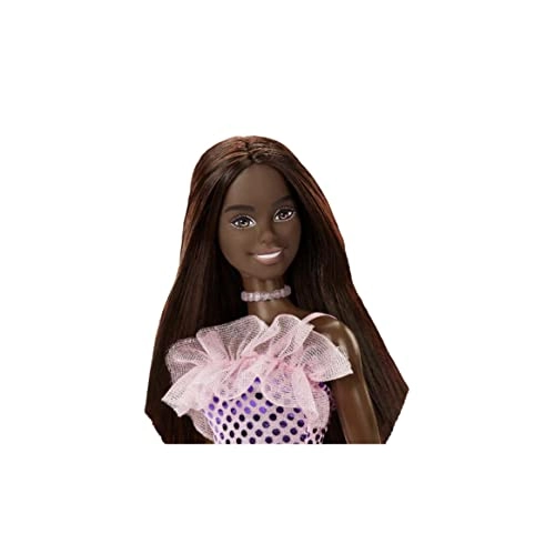 Barbie Doll - Dark Brown Hair Pink Metallic Dress Ages 3+