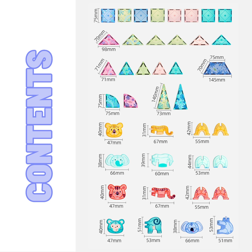 Animal Magnetic Tiles - Animals 40 pcs