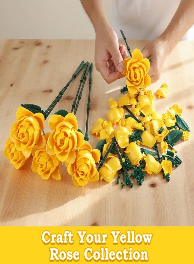 Building Block Bouquet Set - Yellow Roses 585 pcs