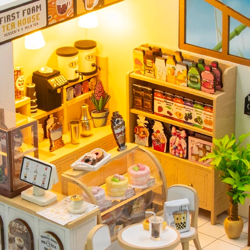 Miniature Wooden Dollhouse Building Kit - 3D Mini Coffee House