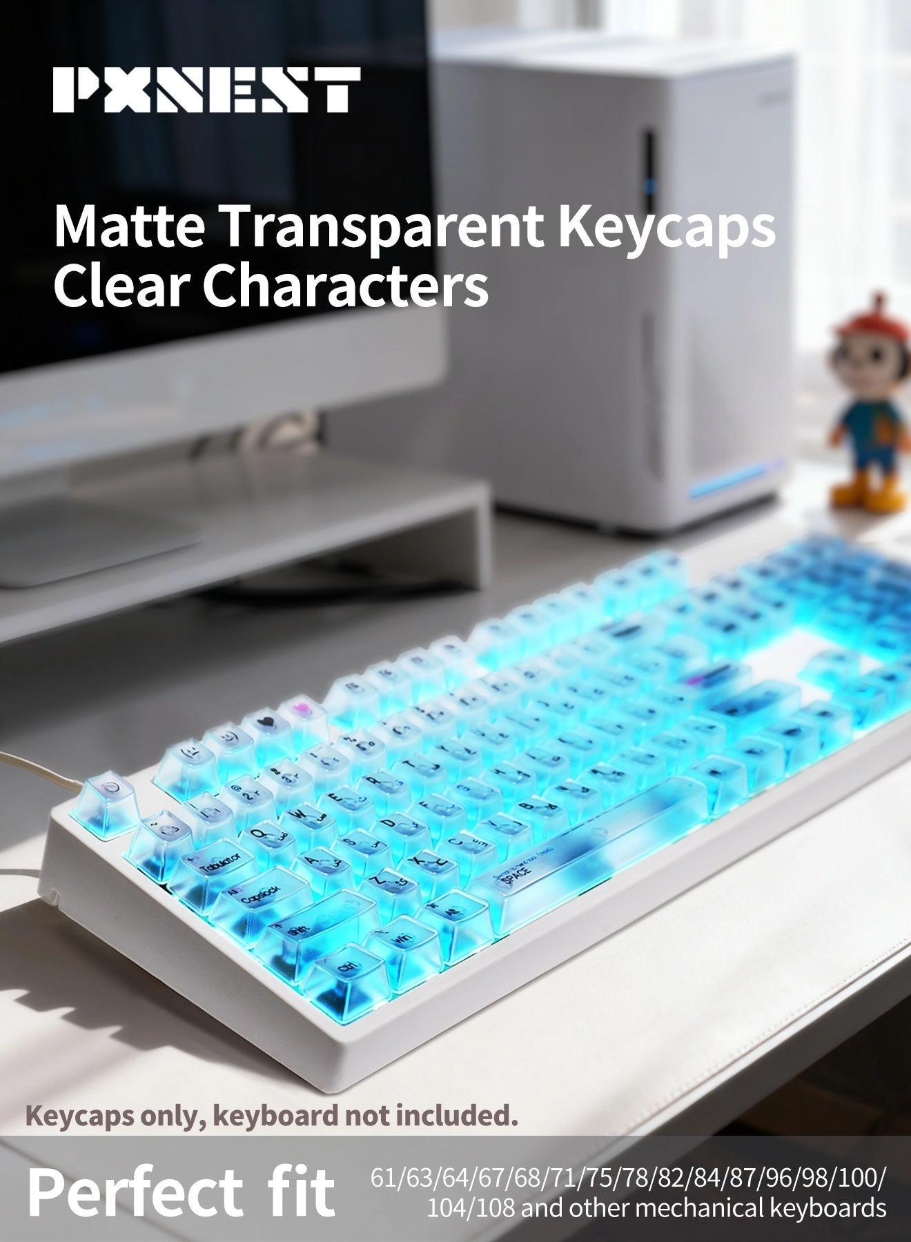 Pxnest 104-Key OEM Frosted Arabic Keycap Set