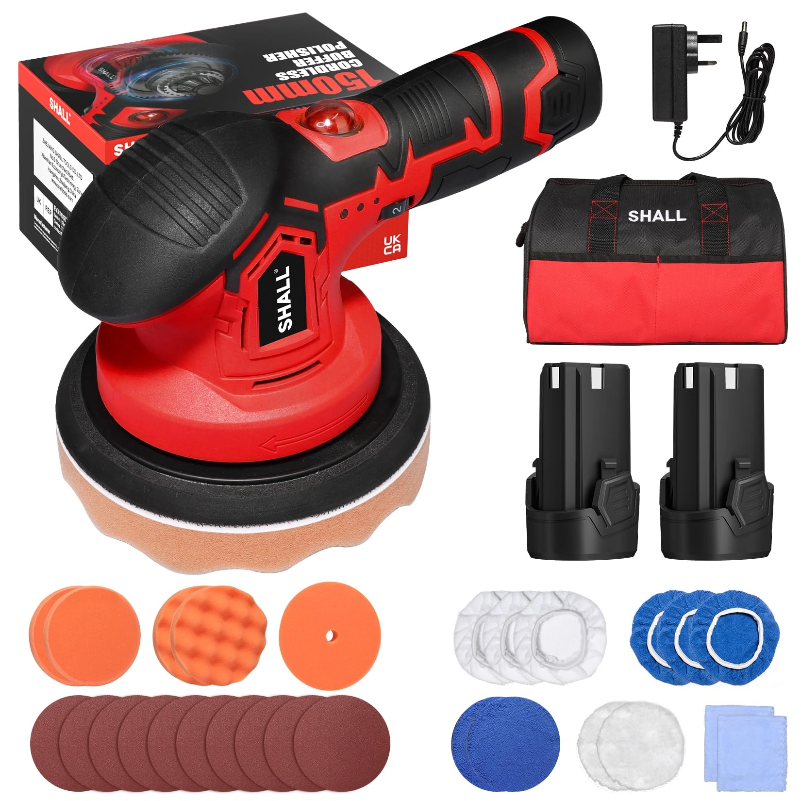 SHALL TOOLS Cordless Car Buffer Polisher - 6 Inch