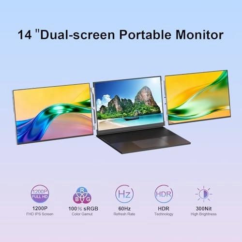 Portable Dual Screen Extender - B0GFHYKPTH 14" 1920 x 1200
