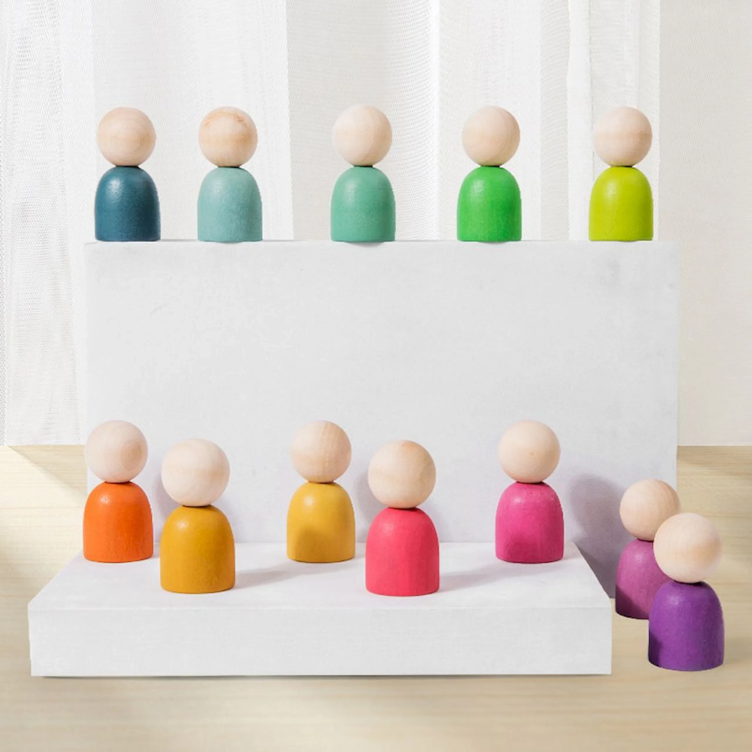 Wooden Rainbow Stacking Toy - Suitable for 2 years & above 48 pieces
