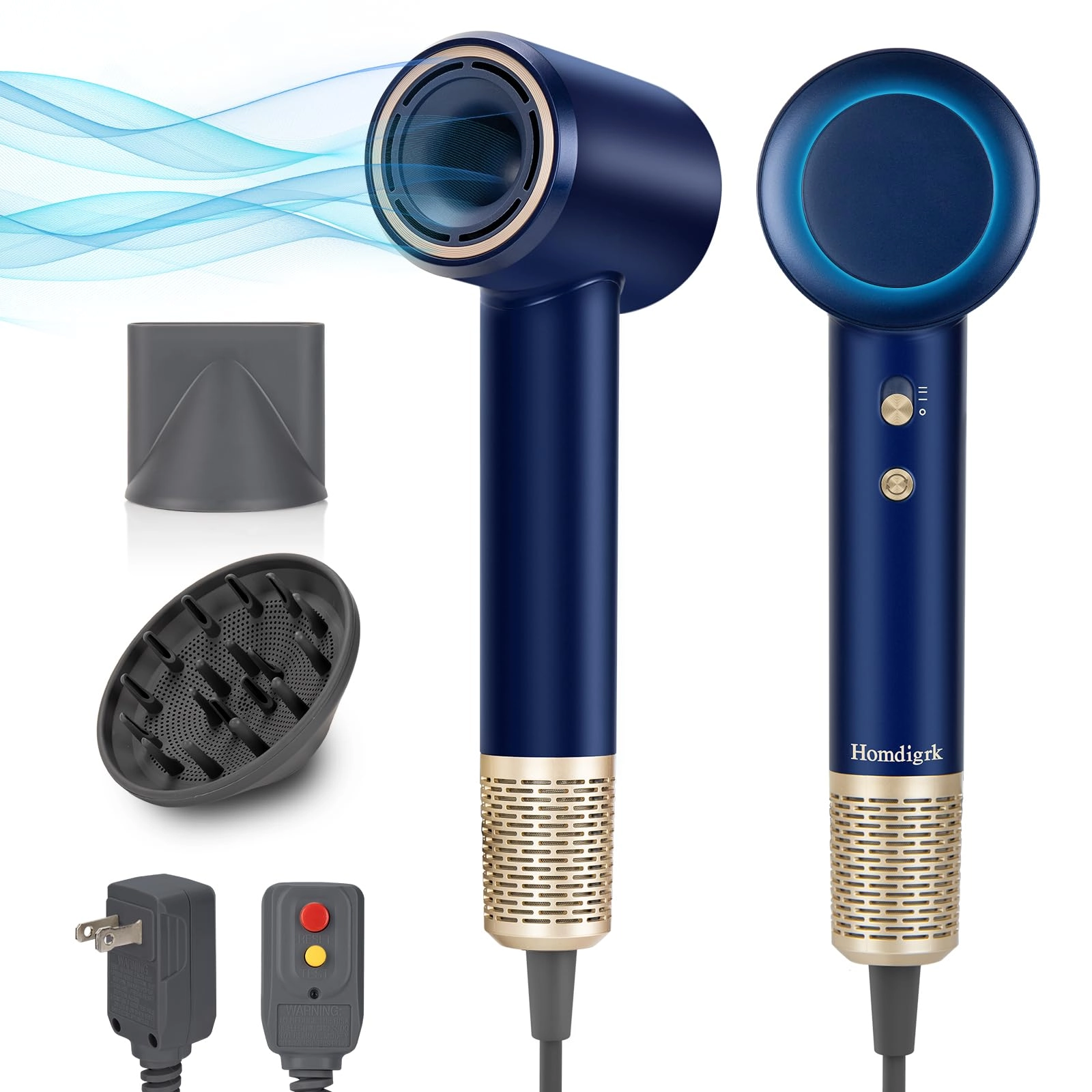 Homdigrk Ionic Hair Dryer - 112,000 RPM Brushless Motor 110V