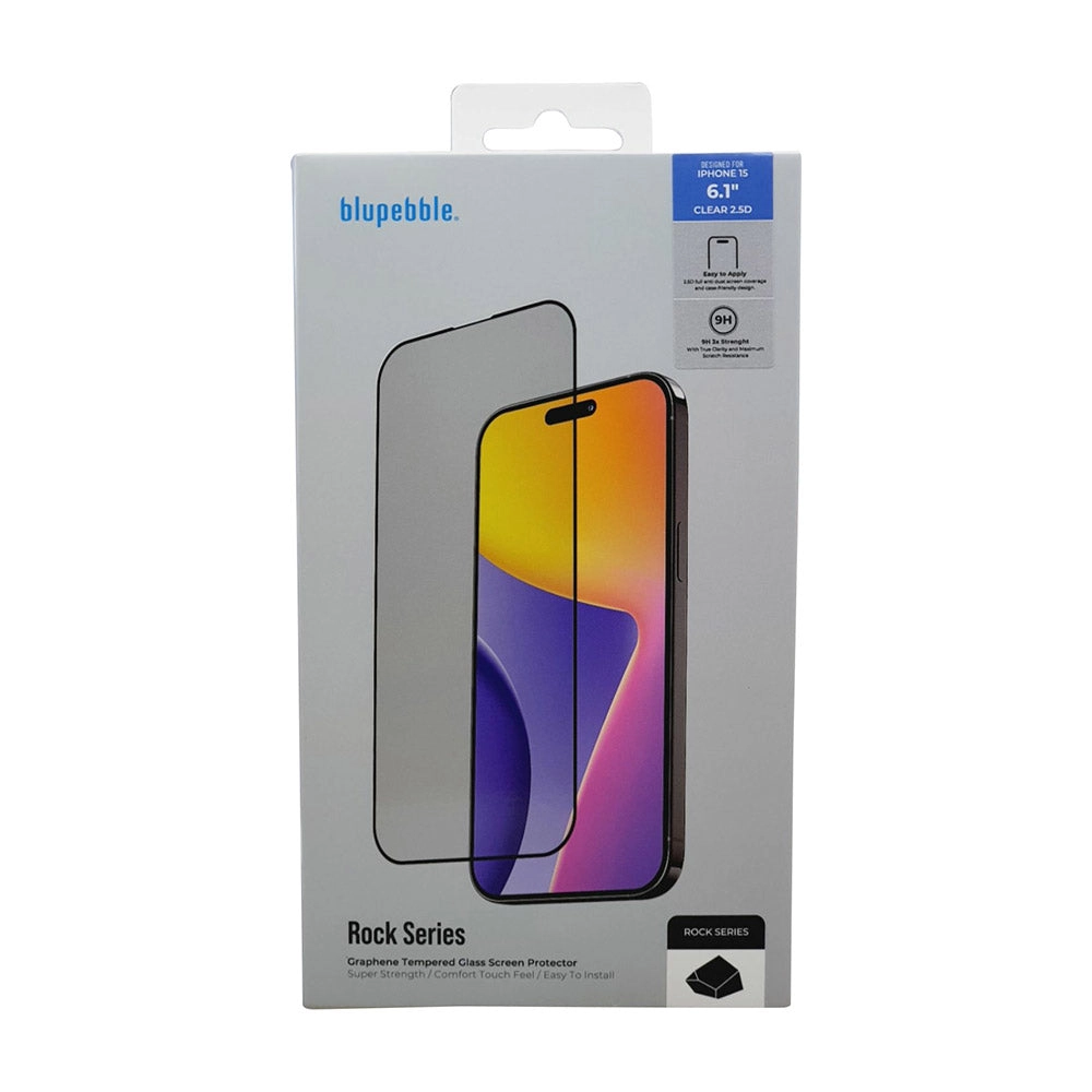 blupebble Clear Tempered Glass Screen Protector for iPhone 15