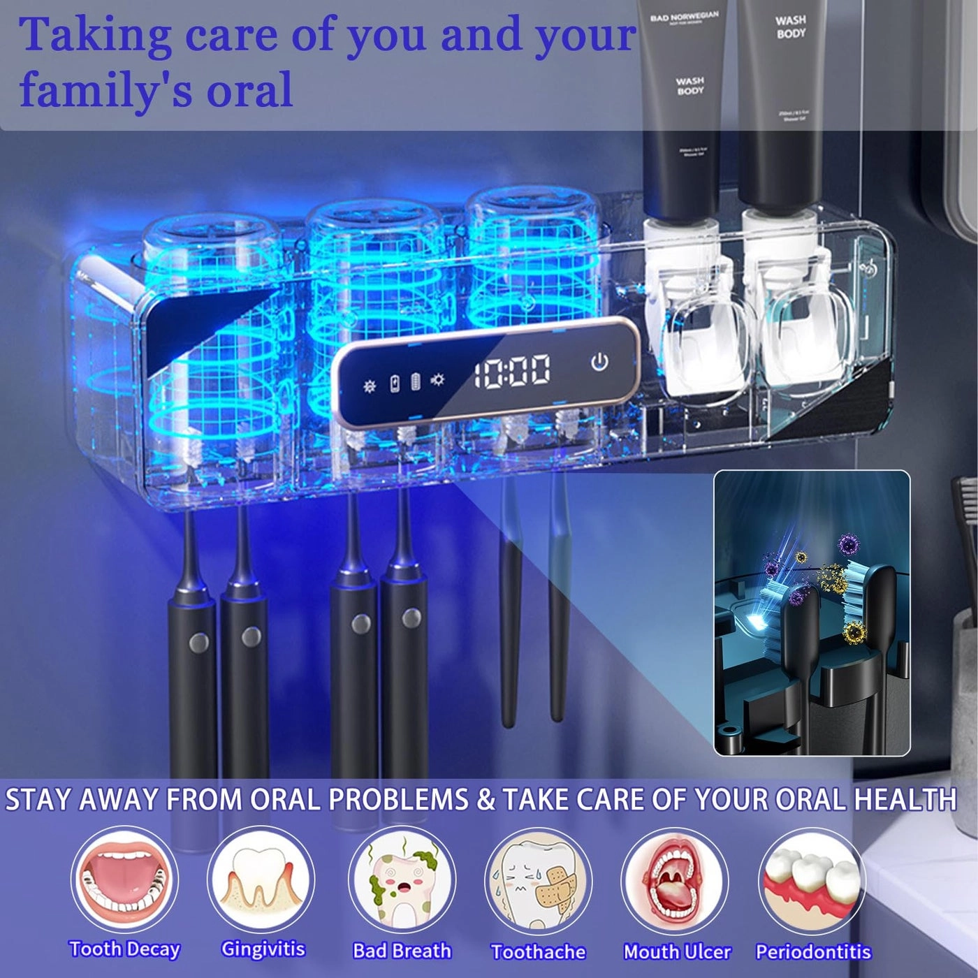 YSJ06 - wall-mounted 6 toothbrush slots