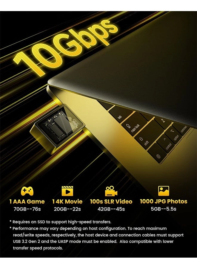 Disk M.2 NVMe SSD Enclosure - 10Gbps USB C 3.2 Gen2 NVMe Size 2230 SSDs