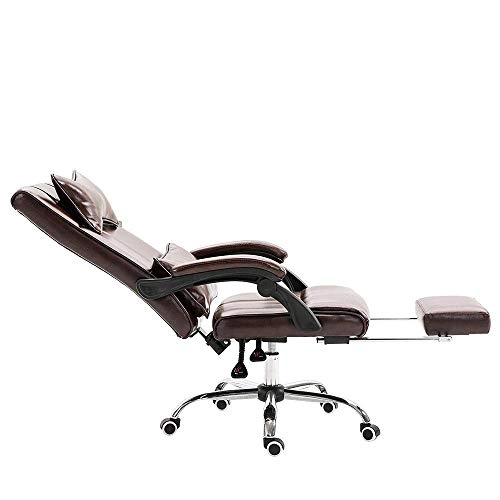 Desk Chair - PU Leather Brown High Back