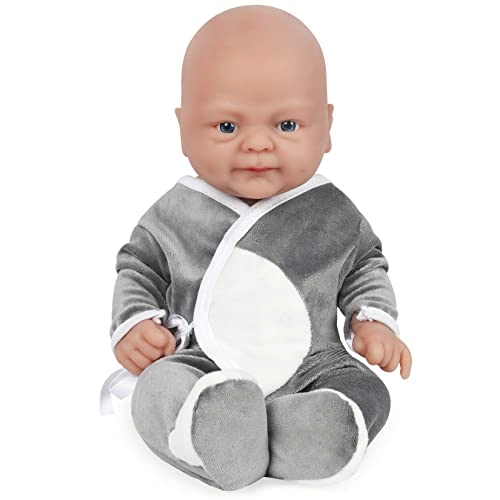Vollence Full Body Baby Doll - 14 inch Platinum Silicone Boy Bald