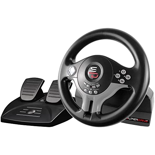 Subsonic Superdrive SV250 Racing Wheel & Pedals - Nintendo Switch 2/Switch/PS4/Xbox Series X/S/Xbox One/PC with pedals and gearshift paddles