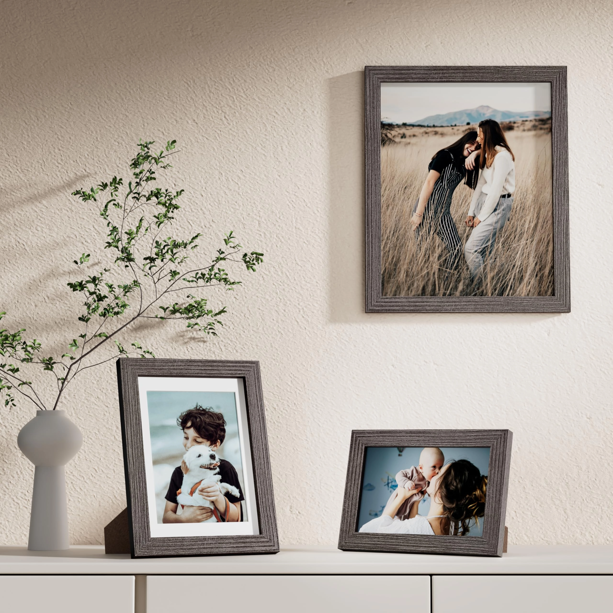 Picture Frames Set - 10 Pack Rustic Grey