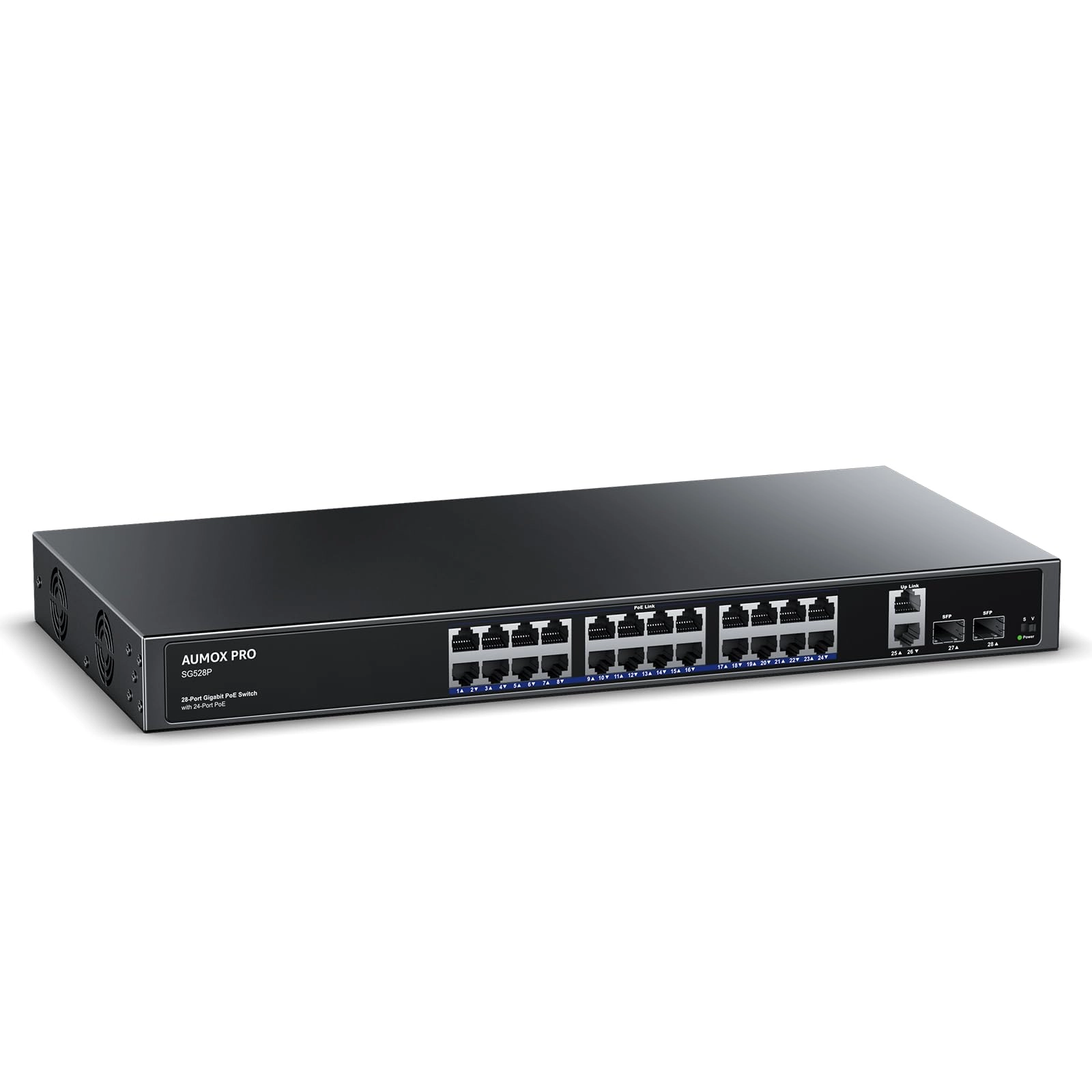 AUMOX PRO 28 Port| 24 PoE+2 Uplink+2 SFP 400W 28-Ports