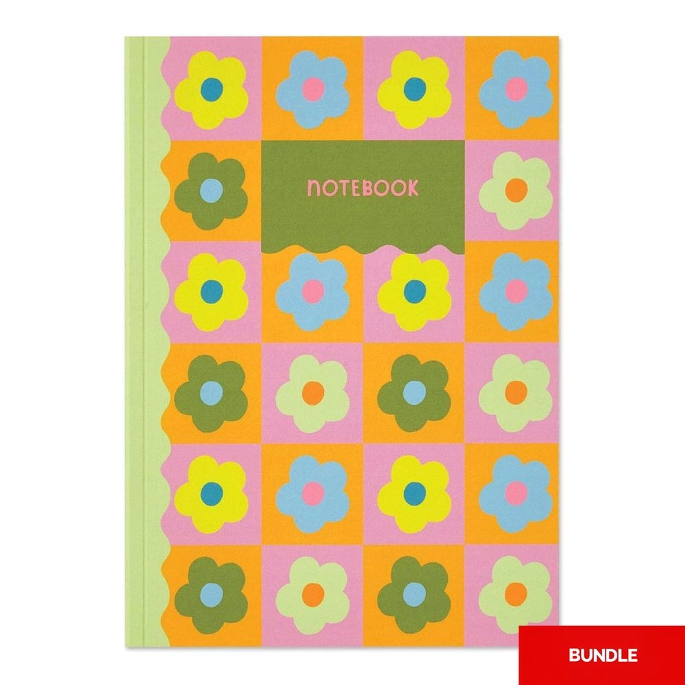 Raspberry Blossom Flower Plain Notebook A5 - Blank Bundle