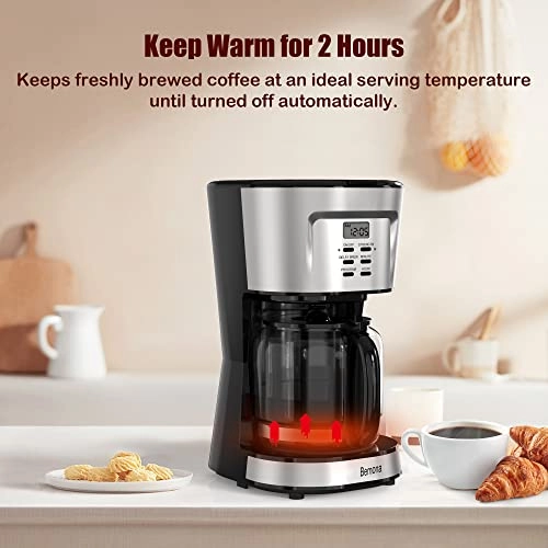 12-Cup Programmable Coffee Maker - Glass Carafe Permanent Filter