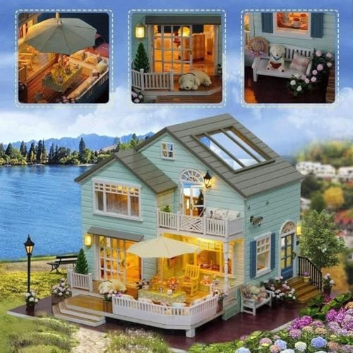 DIY Miniature Dollhouse - Wooden LED Lights Hand-Assembled