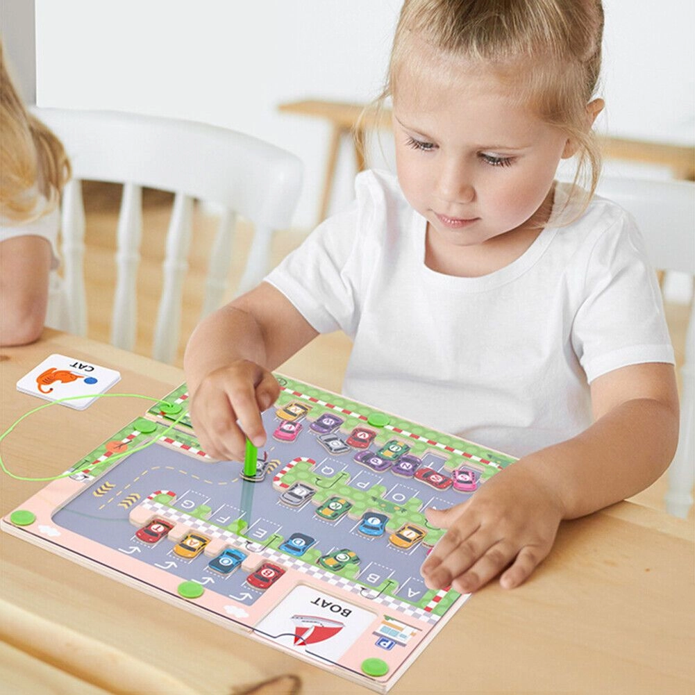 Wooden Kids Car Parking Play Set