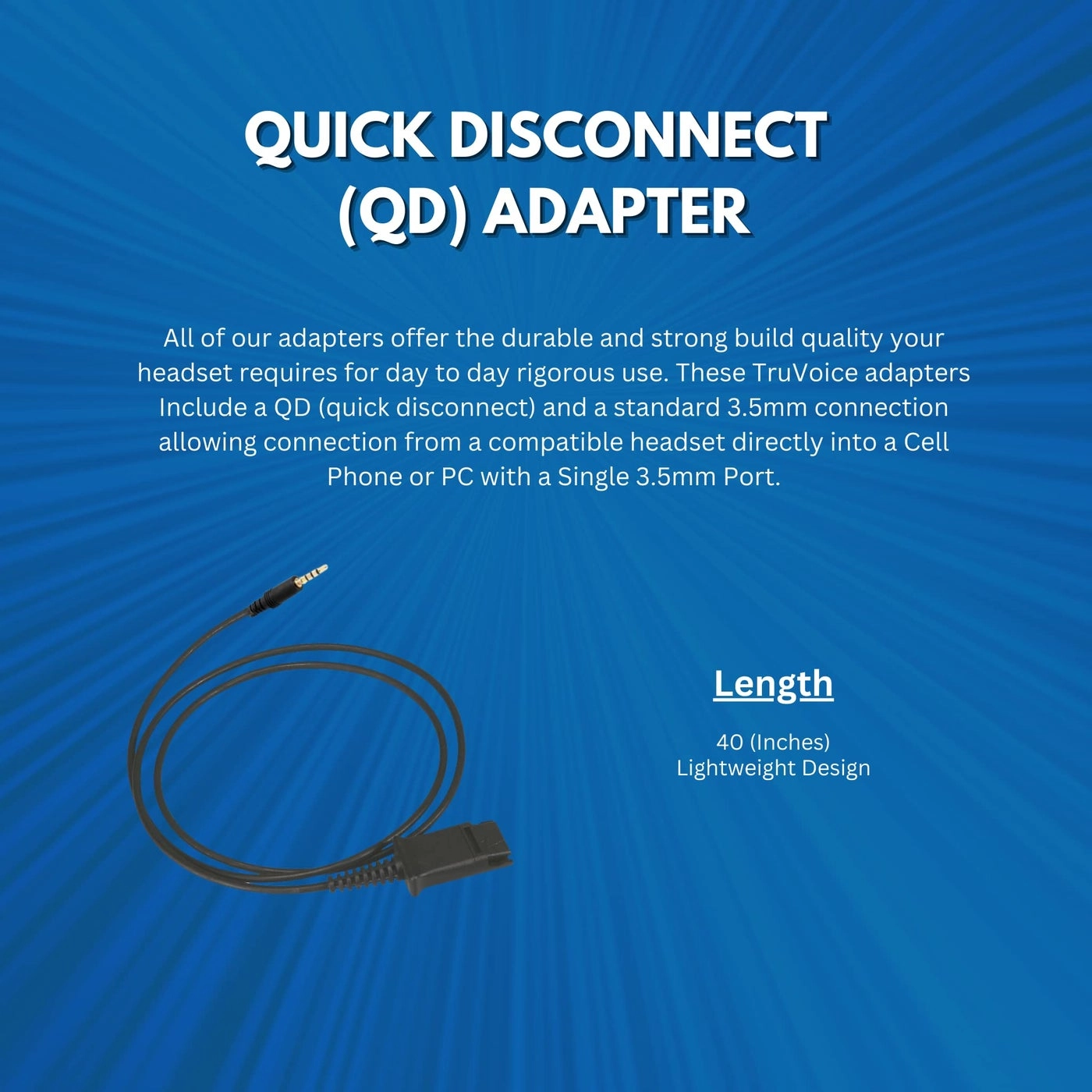 3.5mm to QD Adapter Cable - for Quick Disconnect Headsets