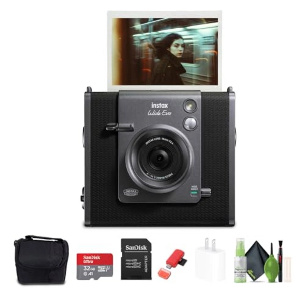Generic Wide Evo - Hybrid Instant + Camera Bag + 6Ave Camera and Lens Cleaning Kit + Memory Card - 32GB + USB Card Reader - SD/microSD + USB Wall Charging Adapter