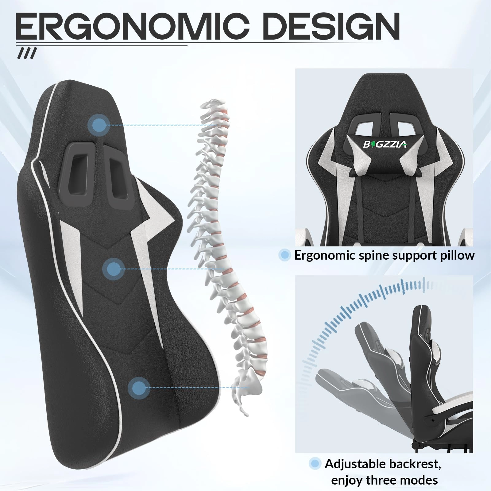 A gaming chair - Adjustable Height Reclining Feature