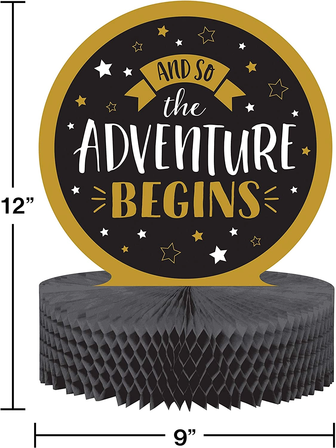 Grad The Adventure Begins Honeycomb Centerpiece - sold individually grad celebration