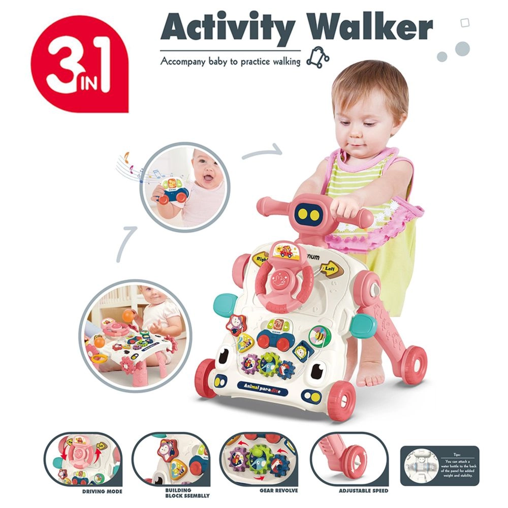 3-in-1 Baby Walker - Musical Keyboard Learning Table Mode
