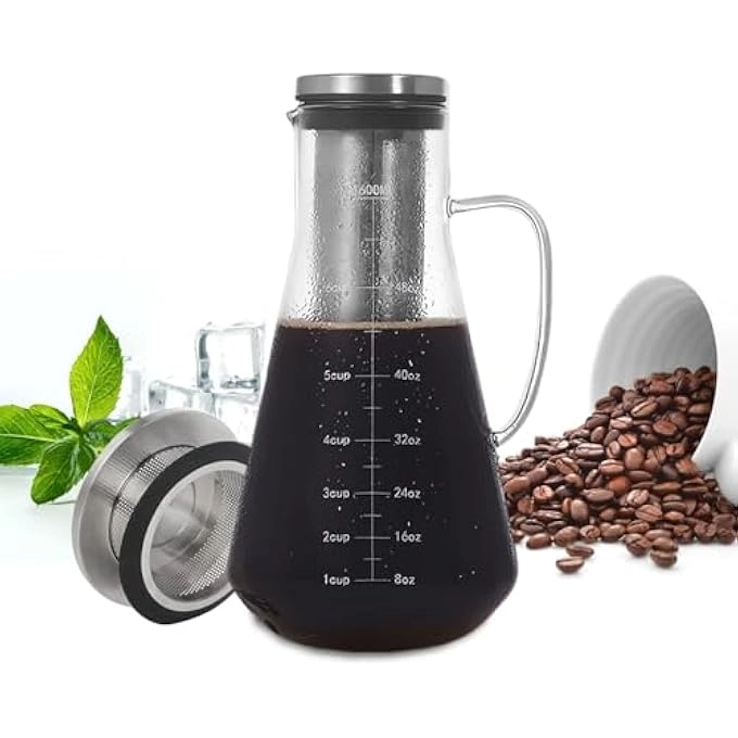 SPNOR Cold Brew Coffee Maker - 1600Ml Removable Stainless Steel Filter
