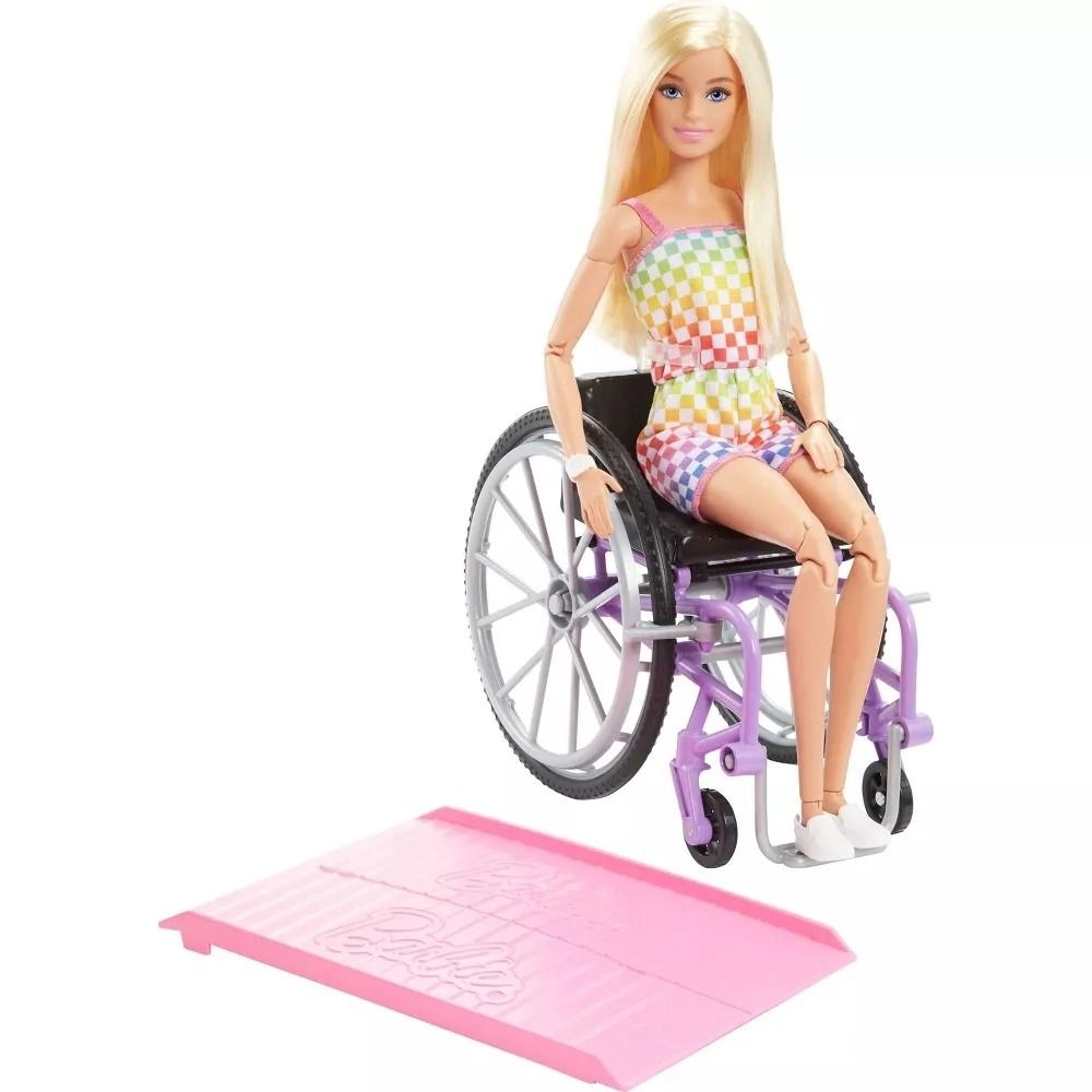 Barbie Fashionistas - Blond Hair Rainbow Dress Wheelchair & Ramp