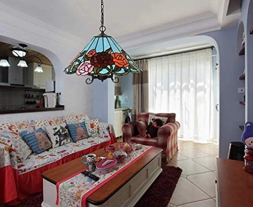 Stained Glass Chandelier - 18-inch E27 60W*3