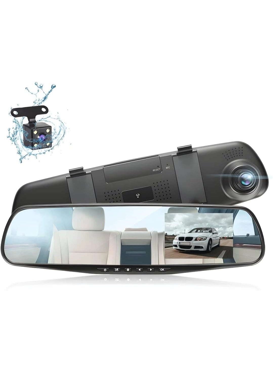 4.3" Rearview Mirror Dash Cam 1080P