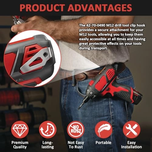 Belt Clip Hook and Screw - 42-70-0490 48-67-0010 4 Pack