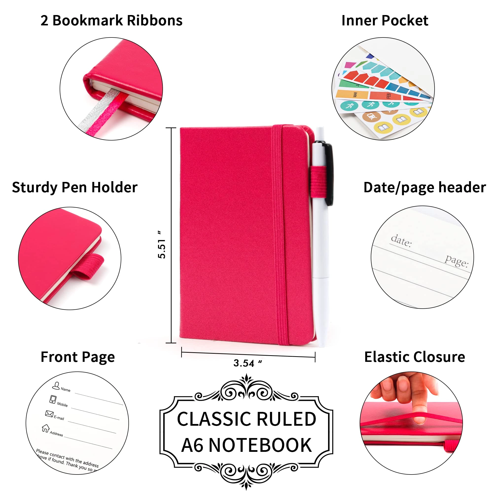 Pocket Notebook A6 Hardcover - Lined 56 Sheets