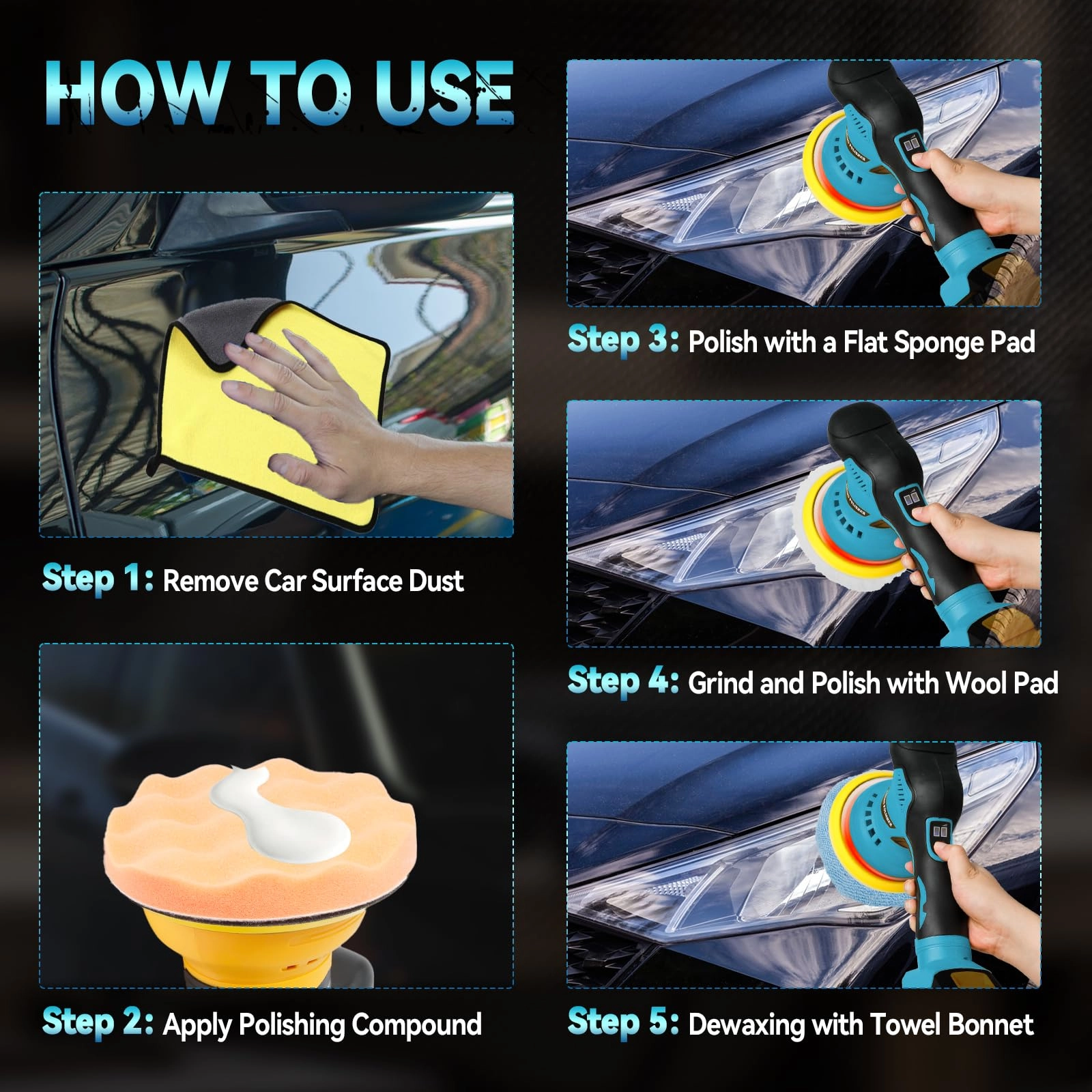 Cordless Car Buffer Polisher - 6 Inch