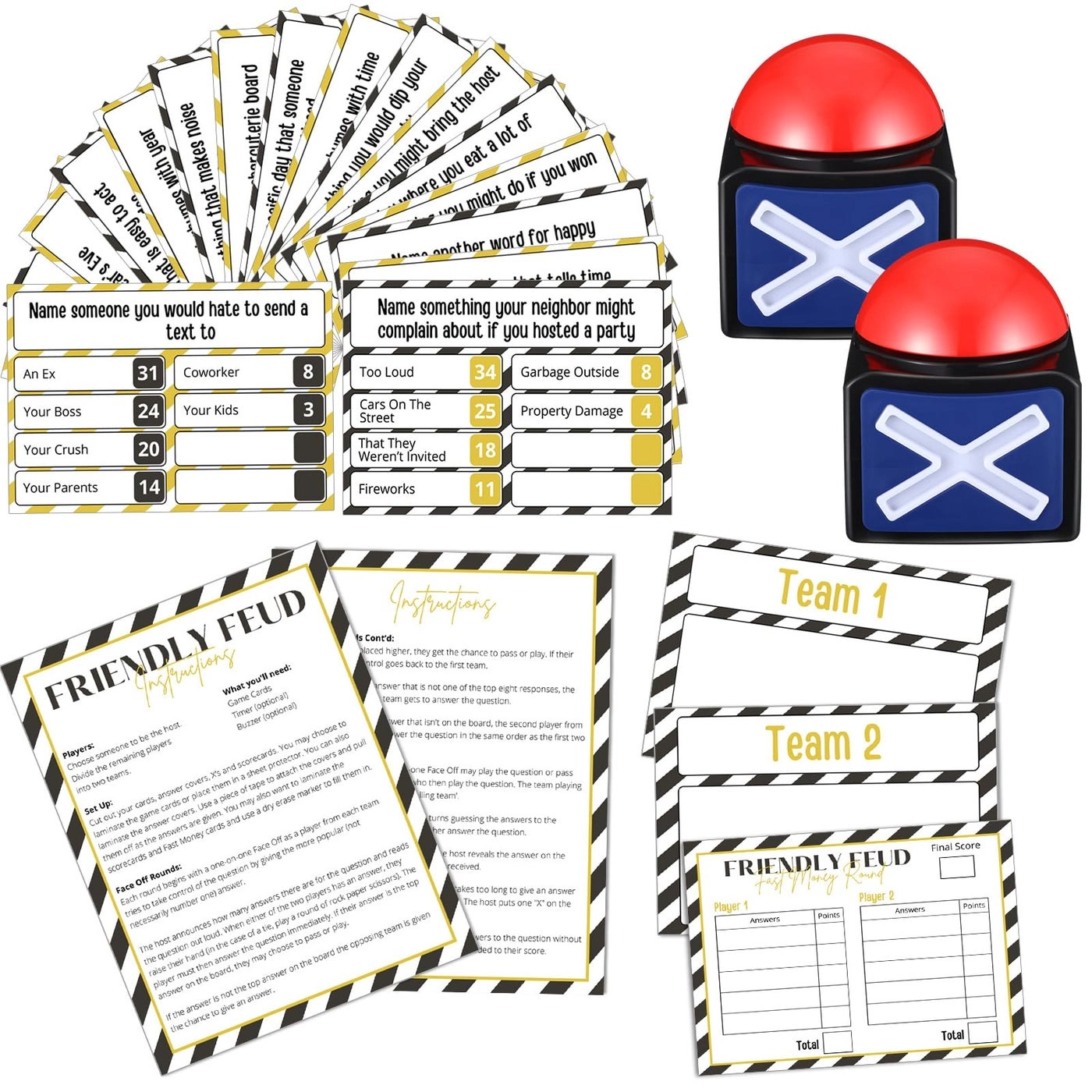 Syhood Friendly Feud Card Game - 18 pieces