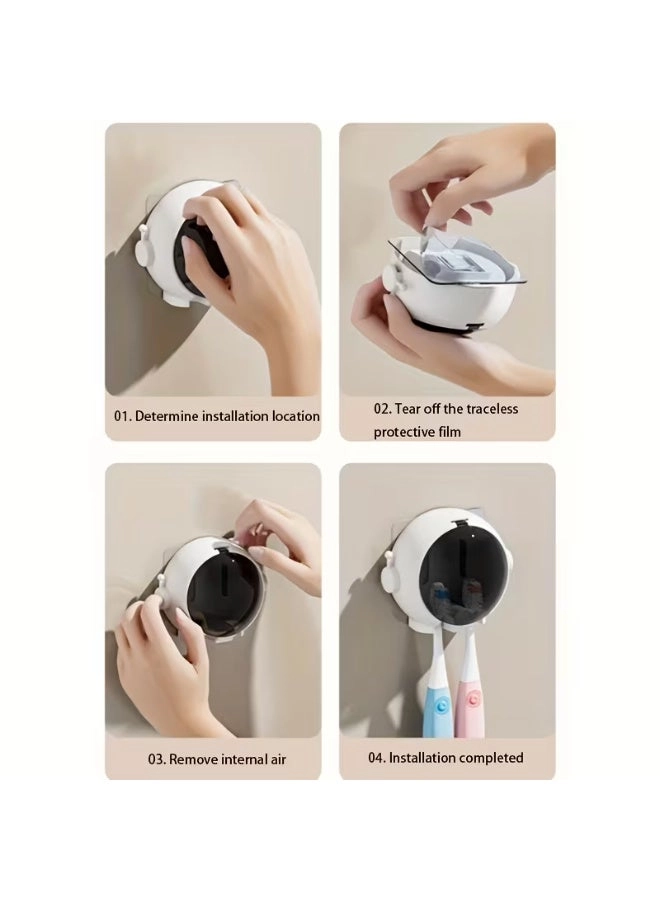 Astronaut-Shaped Toothbrush Holder - Wall-Mounted