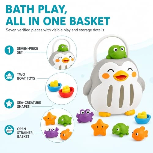 Baby Bath Basket - 8-piece Penguin