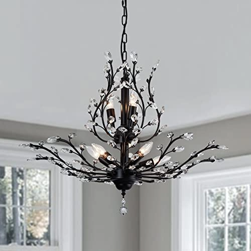 8-Light Vintage Crystal Chandeliers - Dimmable