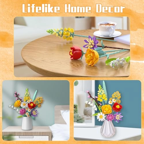 Flowers Bouquet Building Set (US20-HSB1) - 1070PCS Wildflower Botanical Collection